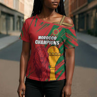 Custom Morocco Champions Football Cross Shoulder Shirt Atlas Lions Grunge Motif
