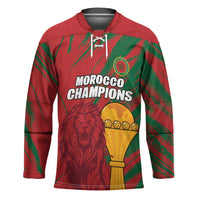 Custom Morocco Champions Football Hockey Jersey Atlas Lions Grunge Motif