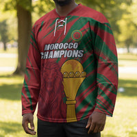 Custom Morocco Champions Football Hockey Jersey Atlas Lions Grunge Motif