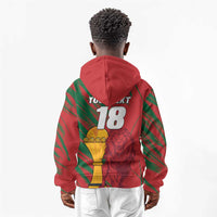 Custom Morocco Champions Football Kid Hoodie Atlas Lions Grunge Motif