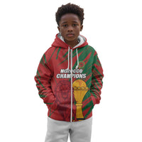 Custom Morocco Champions Football Kid Hoodie Atlas Lions Grunge Motif
