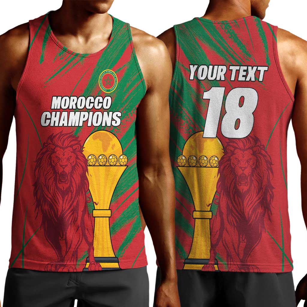 Custom Morocco Champions Football Men Tank Top Atlas Lions Grunge Motif