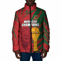 Custom Morocco Champions Football Padded Jacket Atlas Lions Grunge Motif