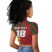 Custom Morocco Champions Football Raglan Cropped T shirt Atlas Lions Grunge Motif