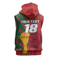 Custom Morocco Champions Football Sleeveless Zip Hoodie Atlas Lions Grunge Motif