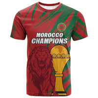 Custom Morocco Champions Football T shirt Atlas Lions Grunge Motif