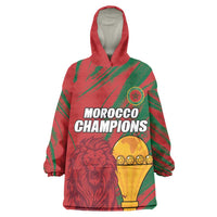 Custom Morocco Champions Football Wearable Blanket Hoodie Atlas Lions Grunge Motif