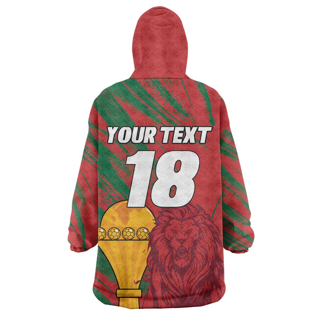 Custom Morocco Champions Football Wearable Blanket Hoodie Atlas Lions Grunge Motif