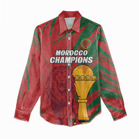 Custom Morocco Champions Football Women Casual Shirt Atlas Lions Grunge Motif
