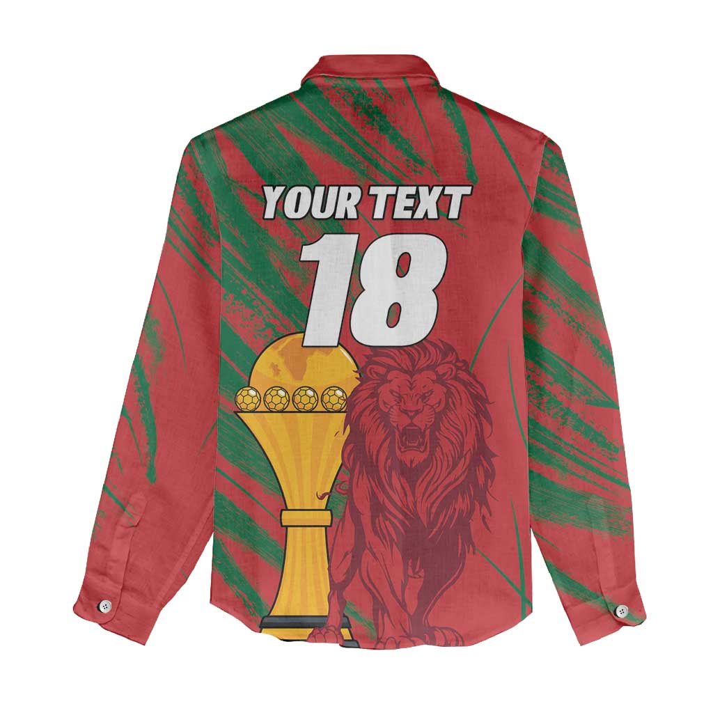 Custom Morocco Champions Football Women Casual Shirt Atlas Lions Grunge Motif