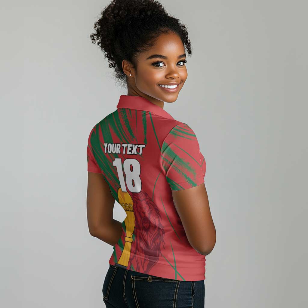 Custom Morocco Champions Football Women Polo Shirt Atlas Lions Grunge Motif