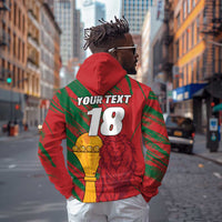 Custom Morocco Champions Football Zip Hoodie Atlas Lions Grunge Motif