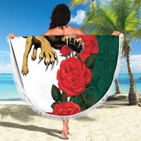 Bulgaria Lion Beach Blanket Folk Patterns With Rose