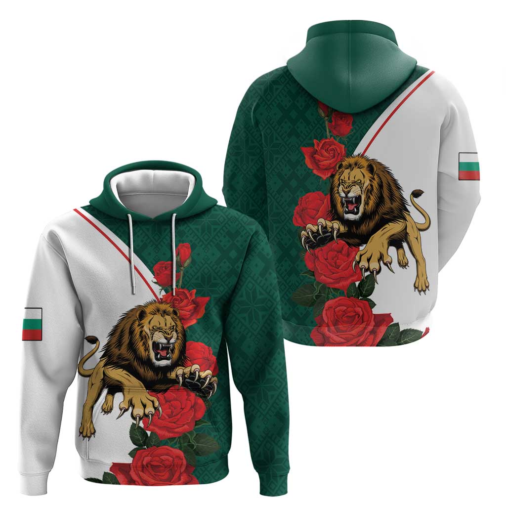 Bulgaria Lion Hoodie Folk Patterns With Rose