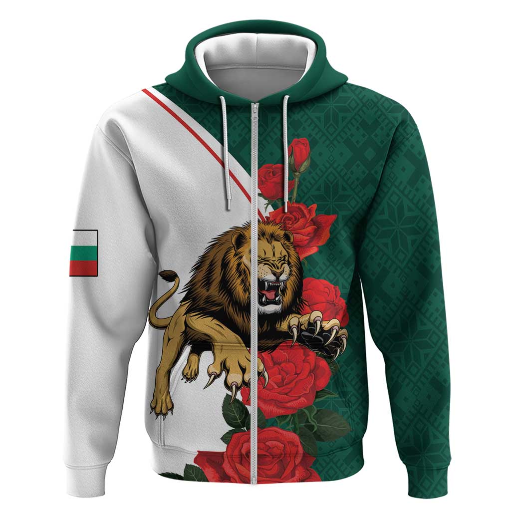 Bulgaria Lion Hoodie Folk Patterns With Rose