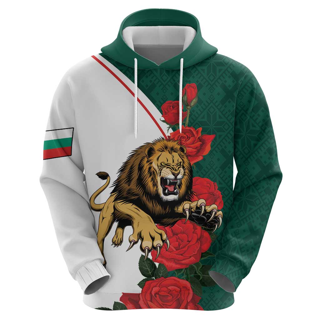 Bulgaria Lion Hoodie Folk Patterns With Rose