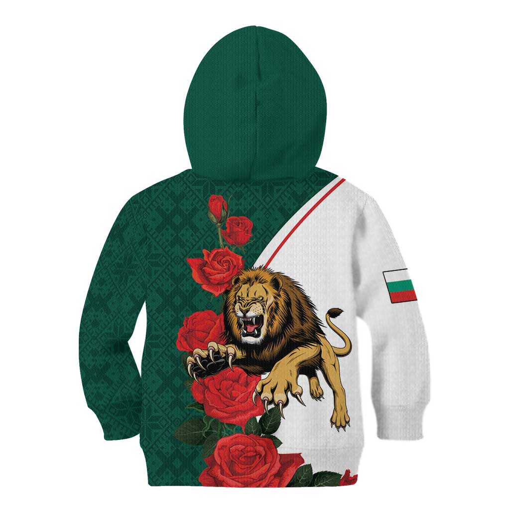Bulgaria Lion Kid Hoodie Folk Patterns With Rose