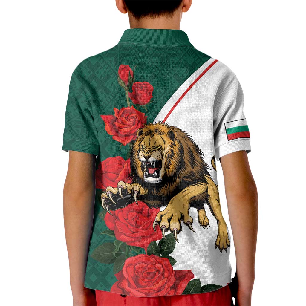 Bulgaria Lion Kid Polo Shirt Folk Patterns With Rose