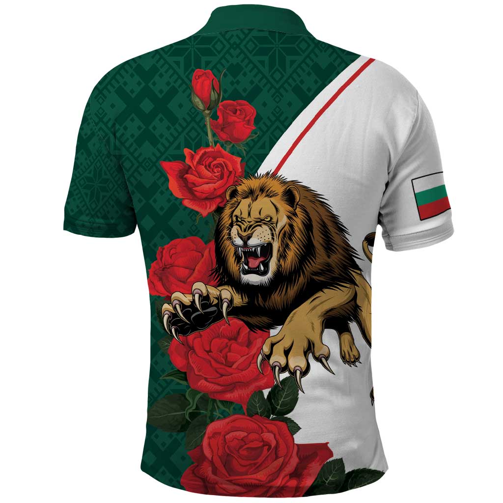Bulgaria Lion Polo Shirt Folk Patterns With Rose