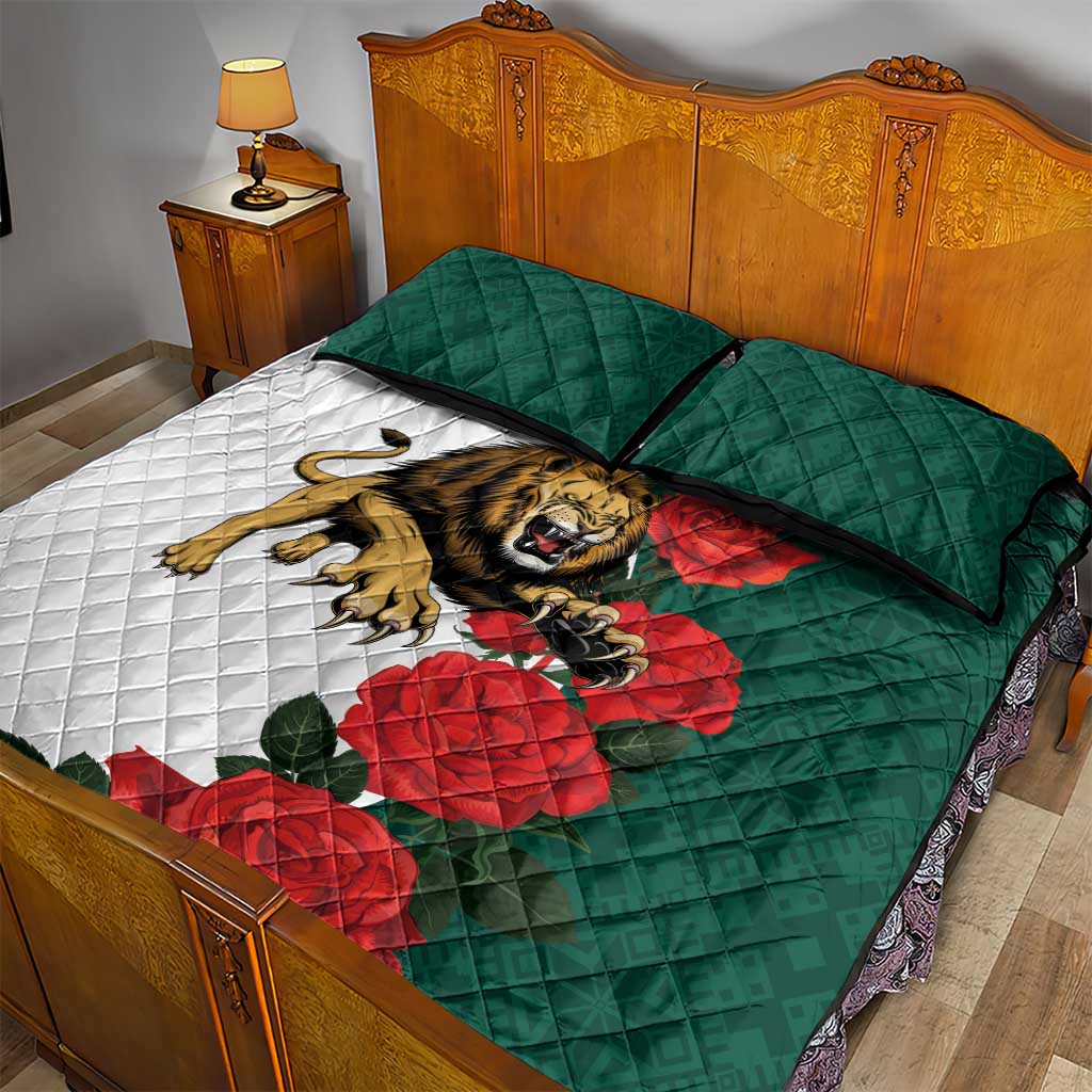 Bulgaria Lion Quilt Bed Set Folk Patterns With Rose