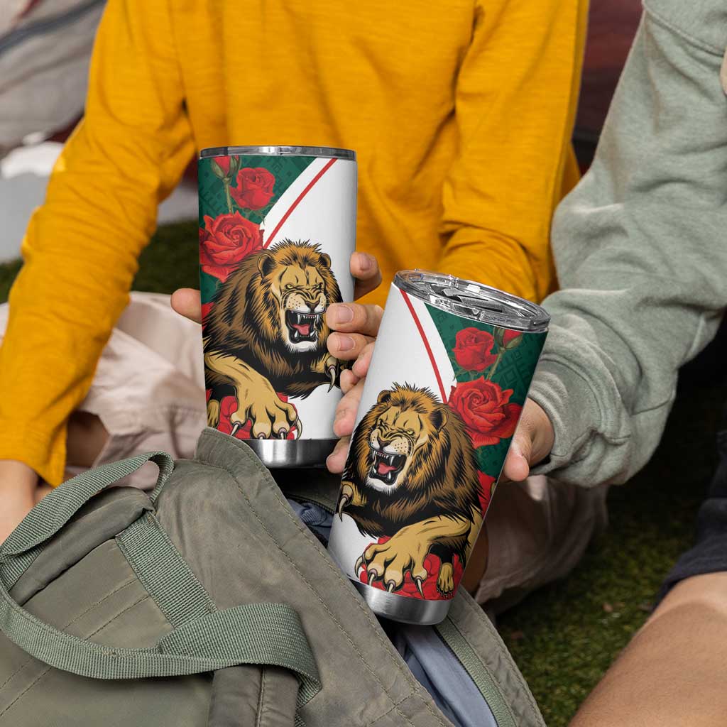 Bulgaria Lion Tumbler Cup Folk Patterns With Rose