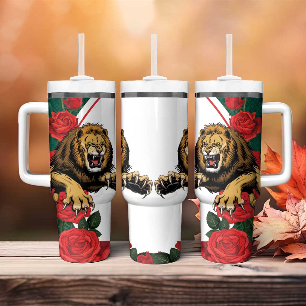 Bulgaria Lion Tumbler With Handle Folk Patterns With Rose