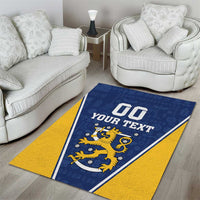Custom Finland Lion Area Rug Finnish Folk Patterns