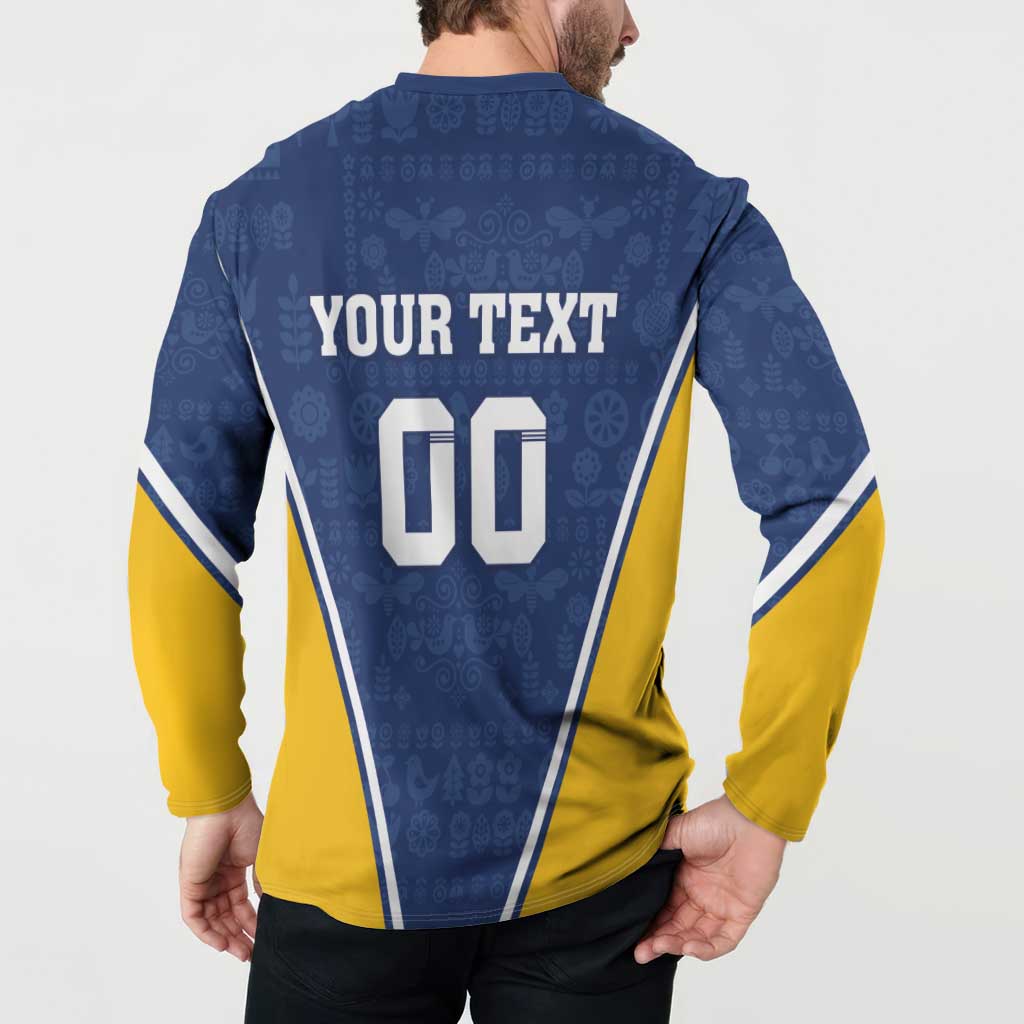 Custom Finland Lion Button Sweatshirt Finnish Folk Patterns