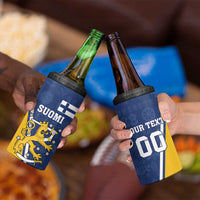 Custom Finland Lion 4 in 1 Can Cooler Tumbler Finnish Folk Patterns