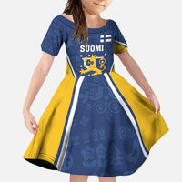 Custom Finland Lion Family Matching Off Shoulder Maxi Dress and Hawaiian Shirt Finnish Folk Patterns