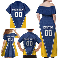 Custom Finland Lion Family Matching Off Shoulder Maxi Dress and Hawaiian Shirt Finnish Folk Patterns