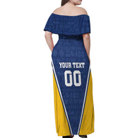 Custom Finland Lion Family Matching Off Shoulder Maxi Dress and Hawaiian Shirt Finnish Folk Patterns