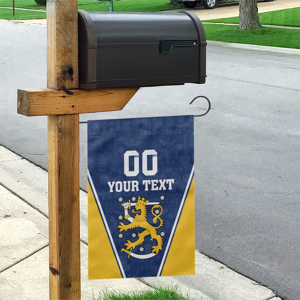 Custom Finland Lion Garden Flag Finnish Folk Patterns