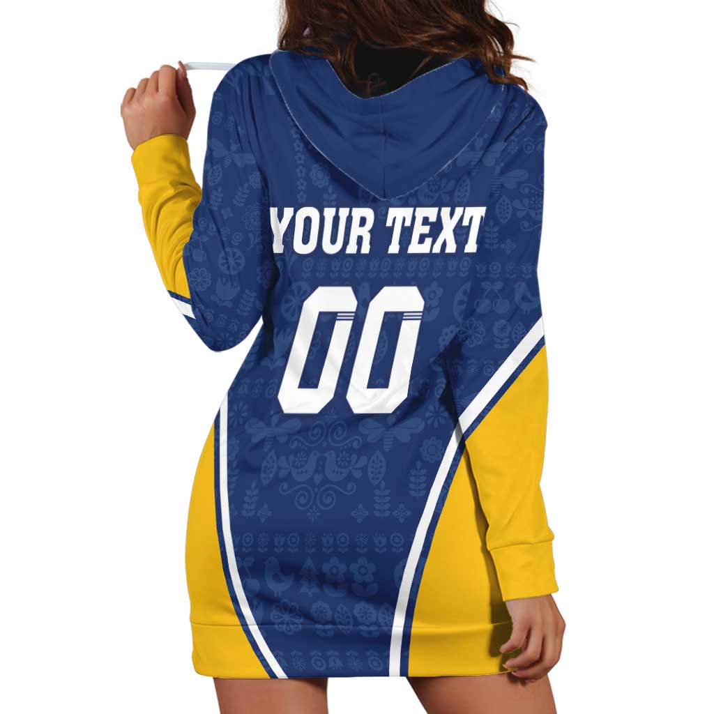 Custom Finland Lion Hoodie Dress Finnish Folk Patterns