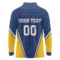 Custom Finland Lion Long Sleeve Polo Shirt Finnish Folk Patterns