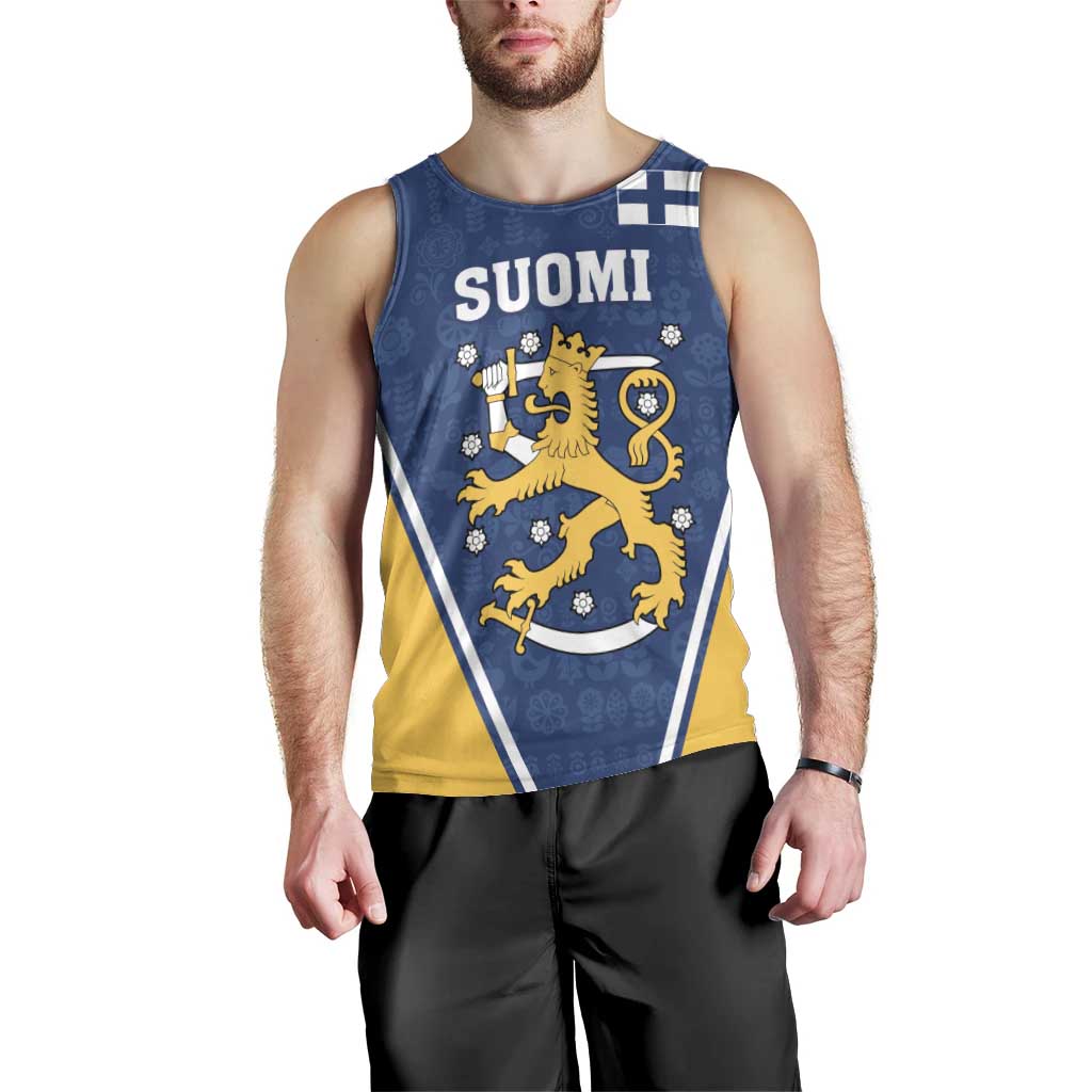 Custom Finland Lion Men Tank Top Finnish Folk Patterns