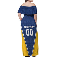 Custom Finland Lion Off Shoulder Maxi Dress Finnish Folk Patterns