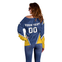 Custom Finland Lion Off Shoulder Sweater Finnish Folk Patterns