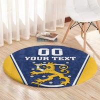 Custom Finland Lion Round Carpet Finnish Folk Patterns