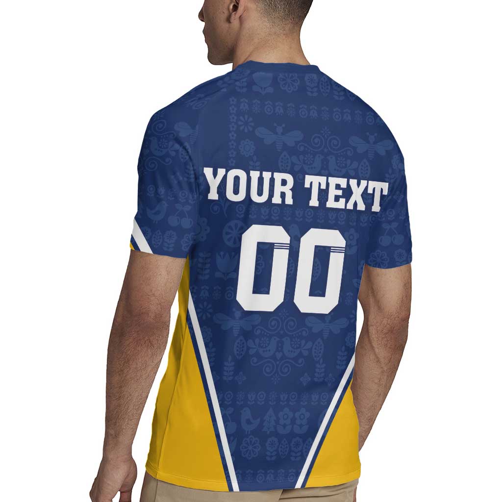 Custom Finland Lion Rugby Jersey Finnish Folk Patterns