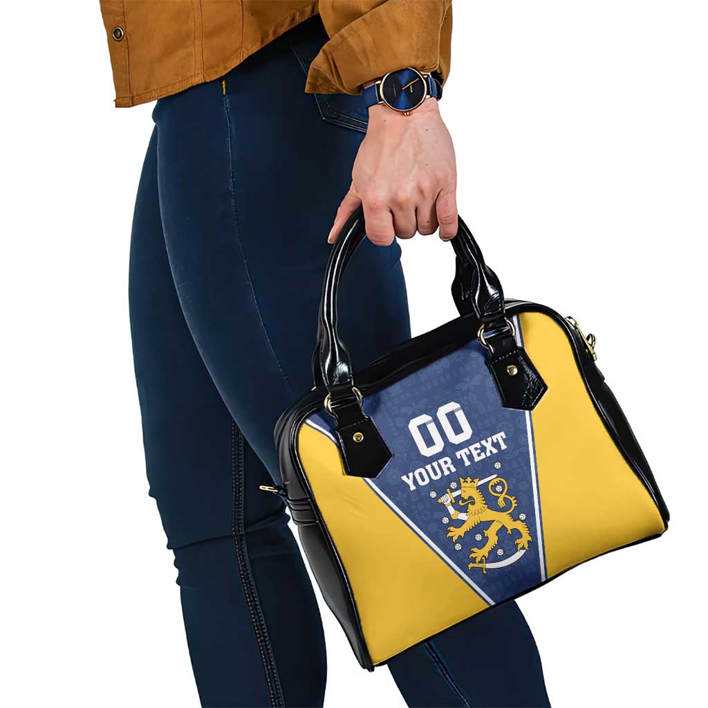 Custom Finland Lion Shoulder Handbag Finnish Folk Patterns