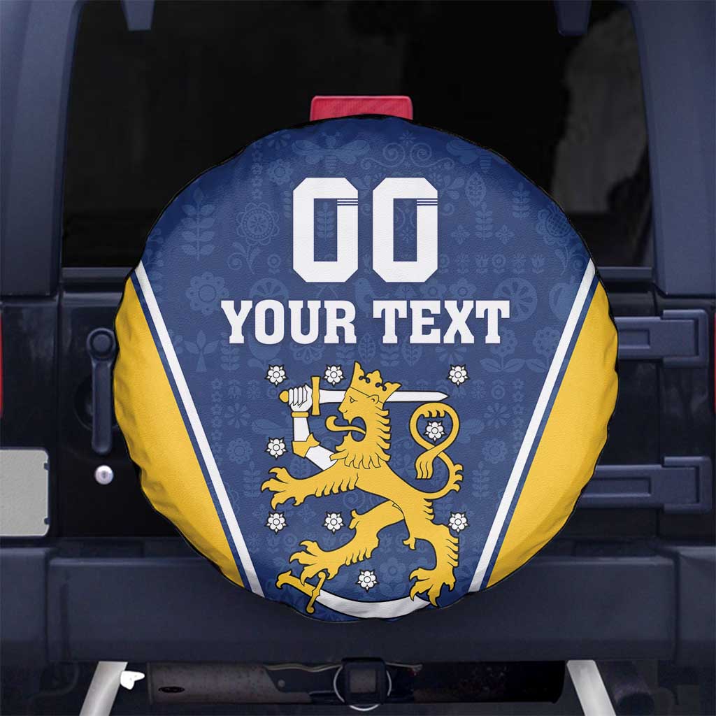 Custom Finland Lion Spare Tire Cover Finnish Folk Patterns