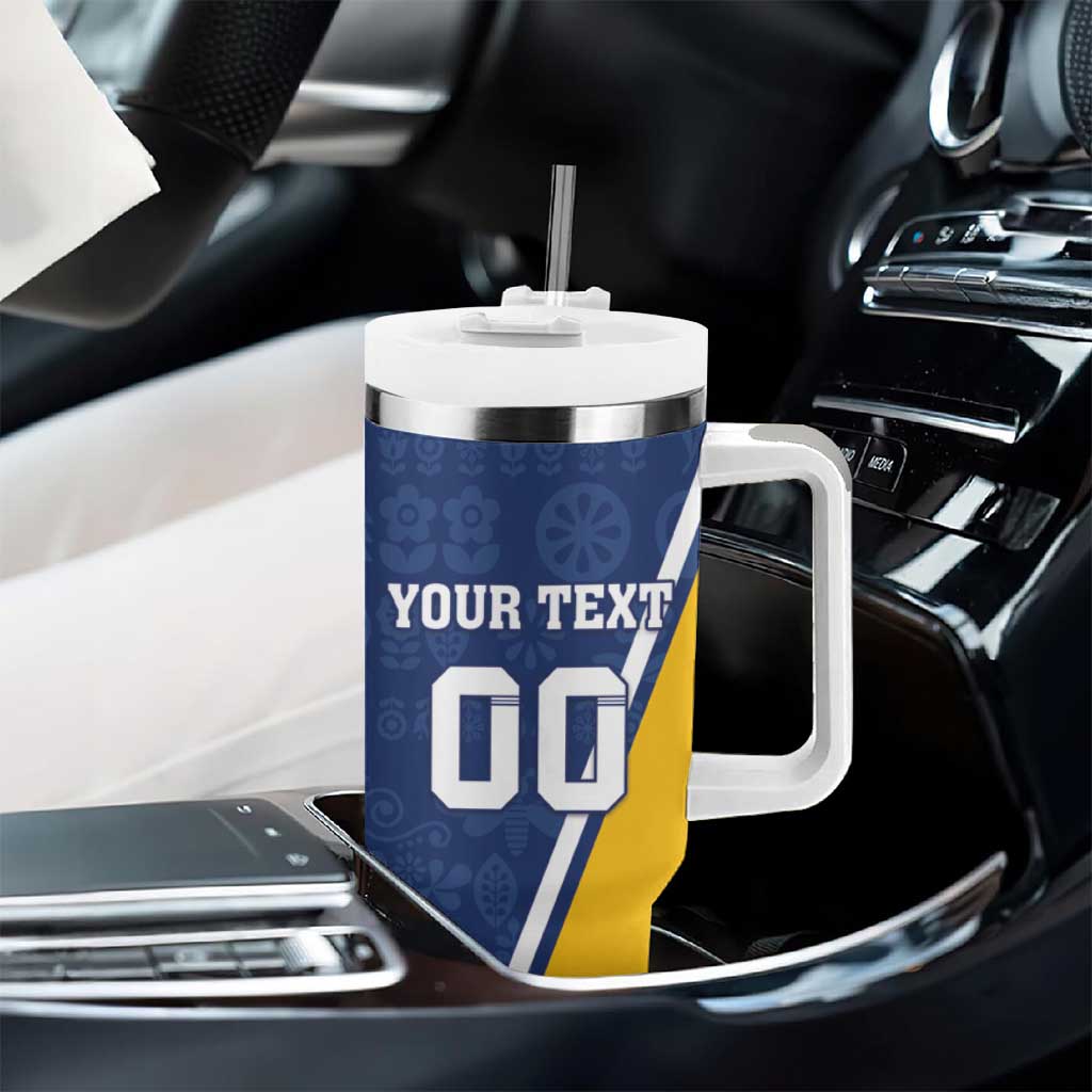 Custom Finland Lion Tumbler With Handle Finnish Folk Patterns