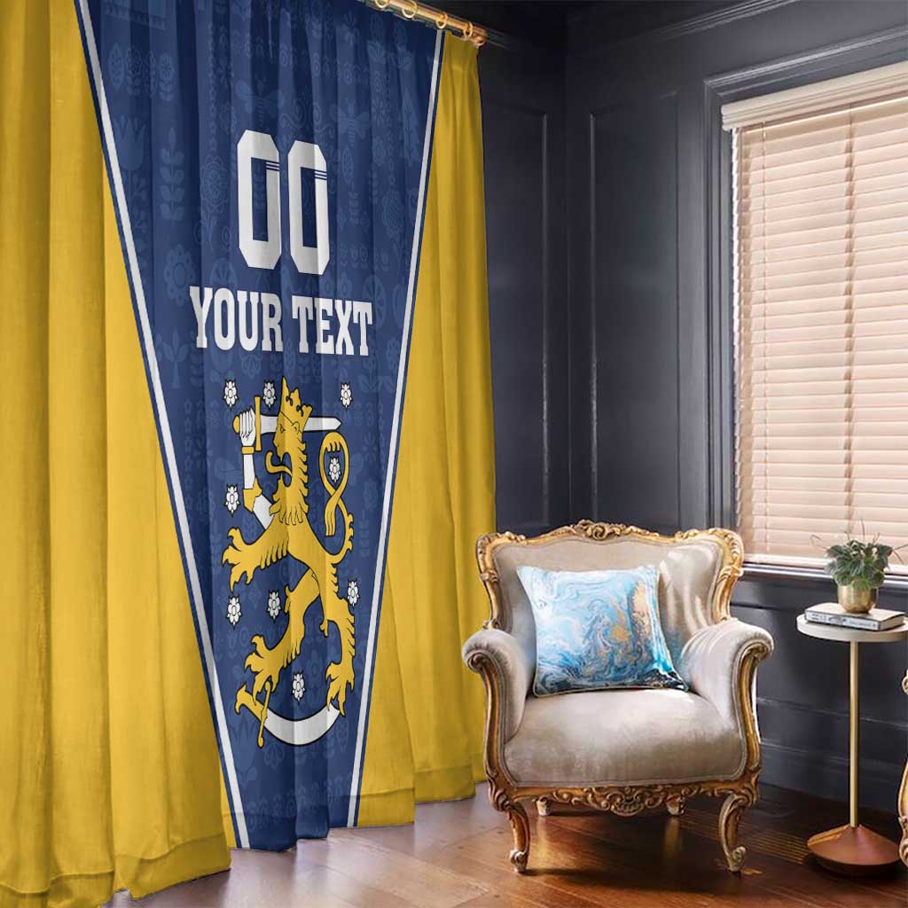 Custom Finland Lion Window Curtain Finnish Folk Patterns