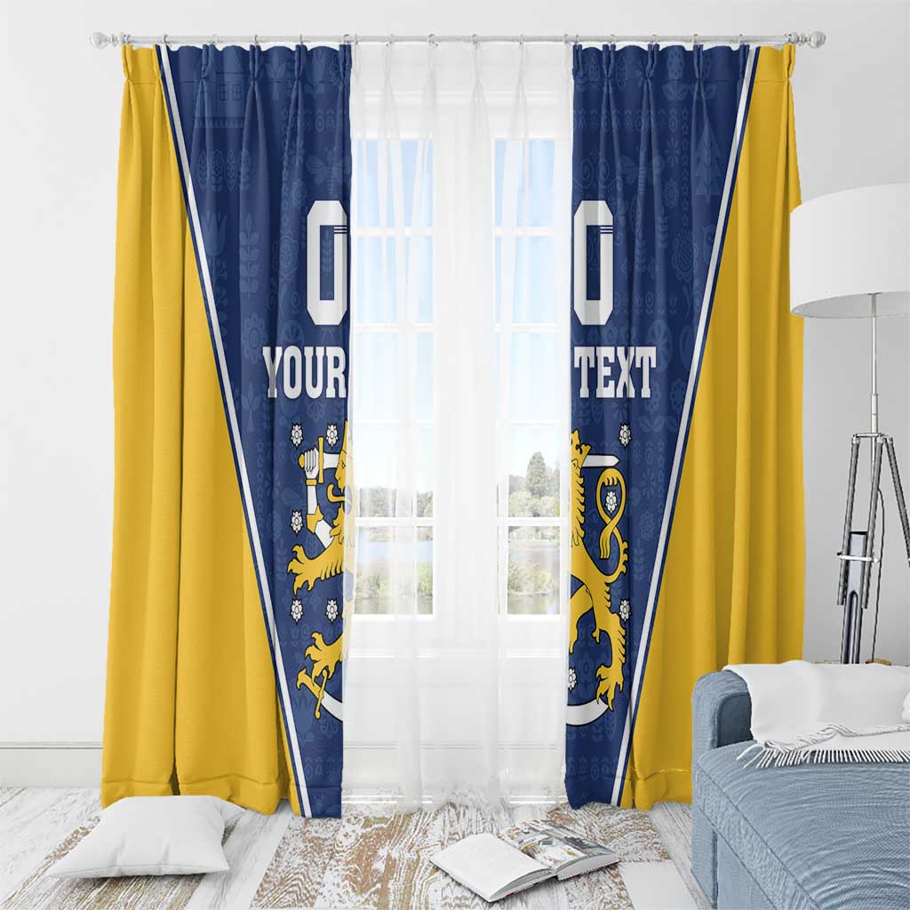 Custom Finland Lion Window Curtain Finnish Folk Patterns