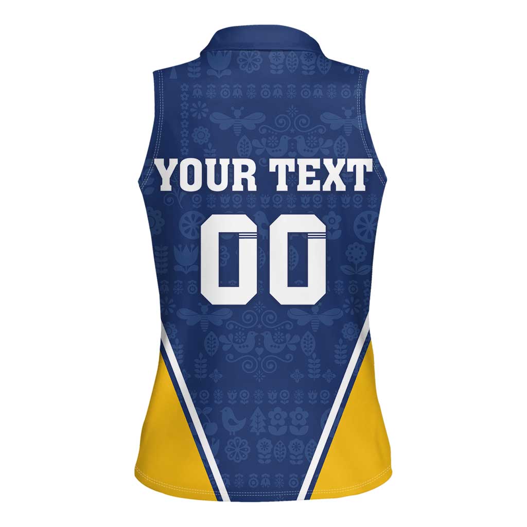 Custom Finland Lion Women Sleeveless Polo Shirt Finnish Folk Patterns