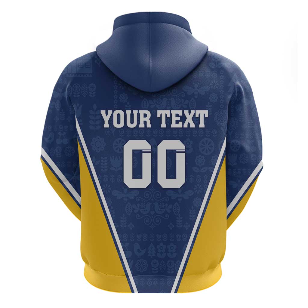 Custom Finland Lion Zip Hoodie Finnish Folk Patterns