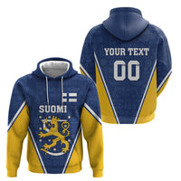 Custom Finland Lion Zip Hoodie Finnish Folk Patterns