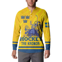 Custom Sweden Hockey Button Sweatshirt Tre Kronor Go Champions