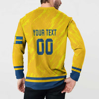 Custom Sweden Hockey Button Sweatshirt Tre Kronor Go Champions